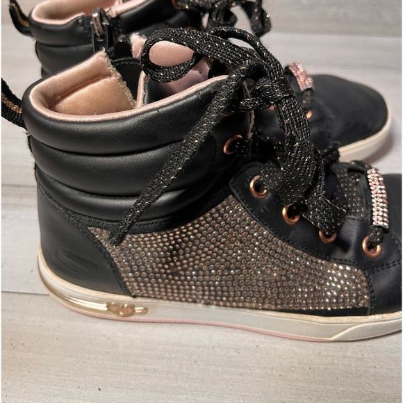 Sketchers Flashy  Glitter High Top Sneakers Good Tread Gold and Black + Glitter - Picture 4 of 8